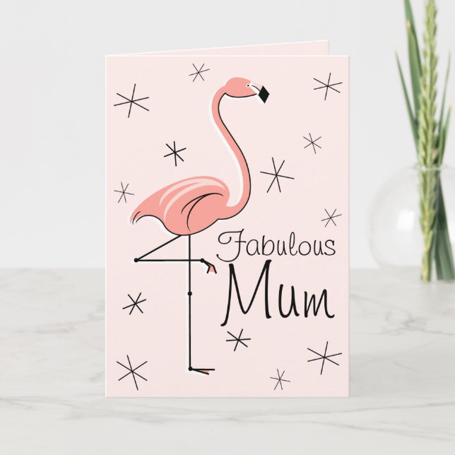 Flamingo Rosa Fabulous Morsa mors dag lodrät Kort (Framsida)