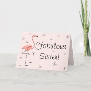 Flamingo Rosa Fabulous Sister! födelsedagskort Kort
