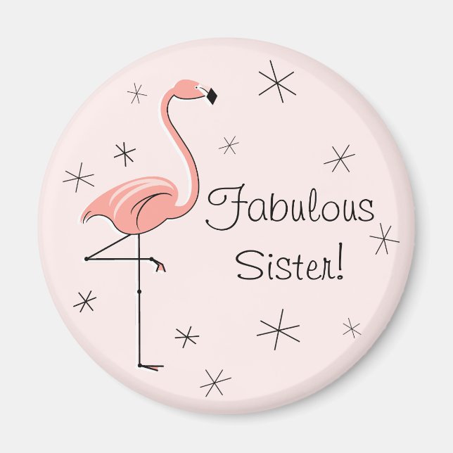 Flamingo Rosa Fabulous Sister magnet (Framsidan)