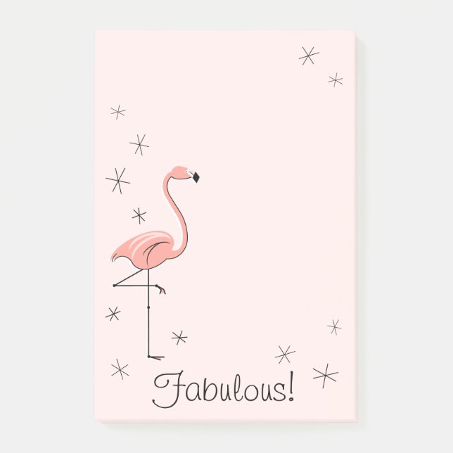 Flamingo Rosa "Fabulous!" vertikal Post-it Block (Framsida)
