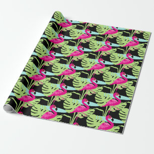 Flamingo rosa fågelgrafik mönster inslagning pappe presentpapper