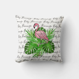 Flamingo, rosa flamingo, tropiska djungelns löv kudde