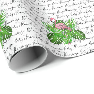 Flamingo, rosa flamingo, tropiska djungelns löv presentpapper