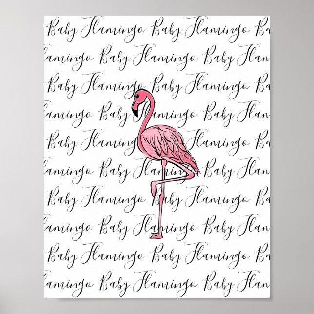 Flamingo | rosa flamingo, tropiska fåglar av rosa poster (Framsidan)