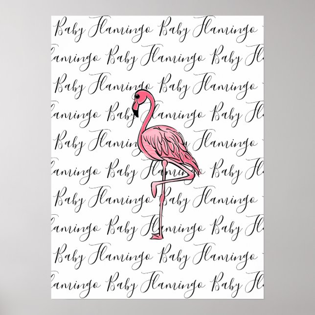 Flamingo | rosa flamingo, tropiska fåglar av rosa poster (Framsidan)