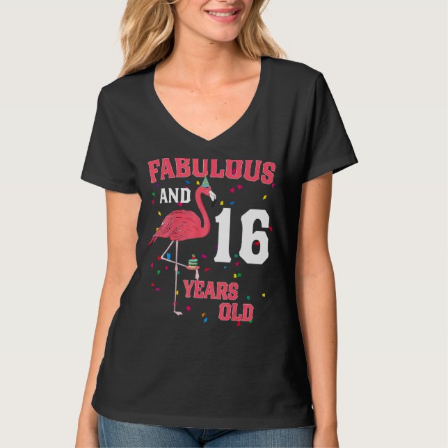 Flamingo Rosa födelsedag (16 år) T Shirt (Framsida)