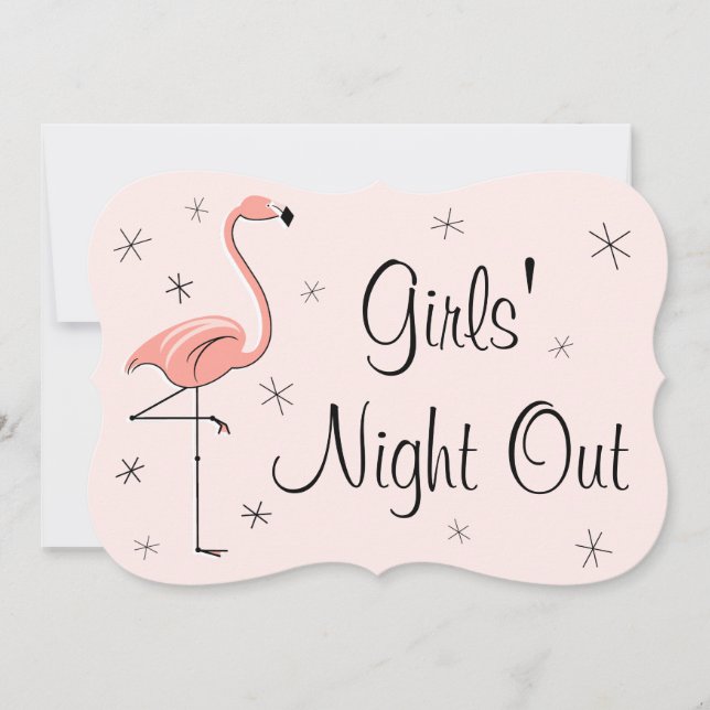 Flamingo Rosa Girl Girl Girl's Night Out-inbjudnin Inbjudningar (Framsida)