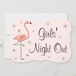 Flamingo Rosa Girl Girl Girl's Night Out-inbjudnin Inbjudningar