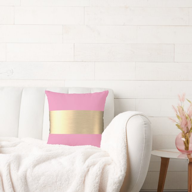 Flamingo Rosa Gold Foil Rustic Faux Kudde (Soffa)