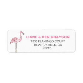 Flamingo Rosa Grå Modern Ren Returadress Etikett