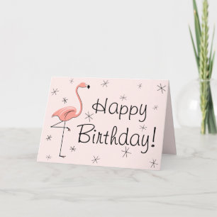 Flamingo Rosa Grattis på födelsedagen! framtextkor Kort
