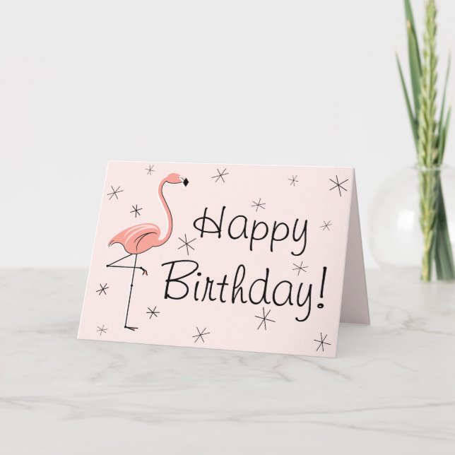 Flamingo Rosa Grattis på födelsedagen! framtextkor Kort (Framsida)