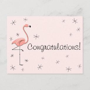 Flamingo Rosa "Grattisar" vykort! Vykort