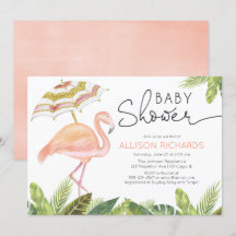 Flamingo rosa guld Flickbabydusch