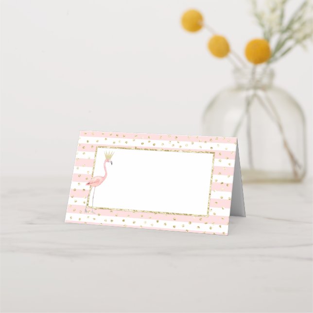 Flamingo rosa guld liten mat tält placeringskort (Framsida)