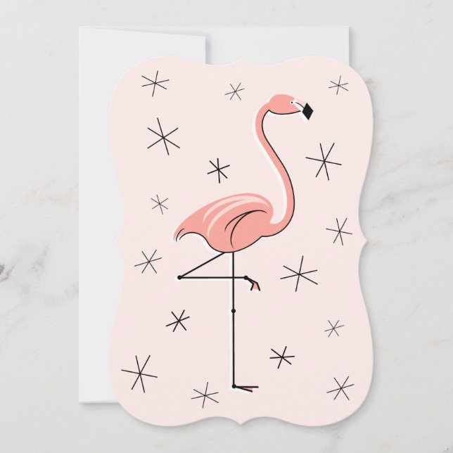 Flamingo Rosa invitationsställ vertikalt Inbjudningar (Framsida)