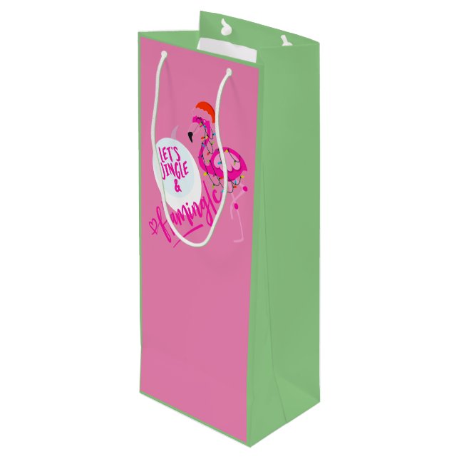Flamingo Rosa jul Ljus till Vin Bag (Baksidan Vinklad)