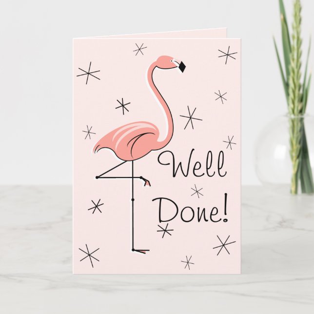 Flamingo Rosa Klart! hälsning-kort för framtext Kort (Framsida)