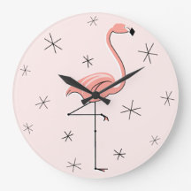 Flamingo Rosa klocka rund