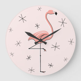 Flamingo Rosa klocka rund
