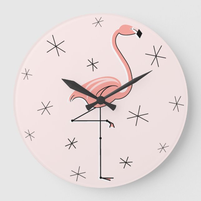 Flamingo Rosa klocka rund (Framsida)