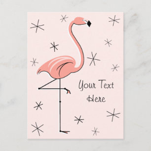 Flamingo Rosa lodrät vykort