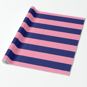 Flamingo Rosa, marinblå XL Rand Mönster V Presentpapper