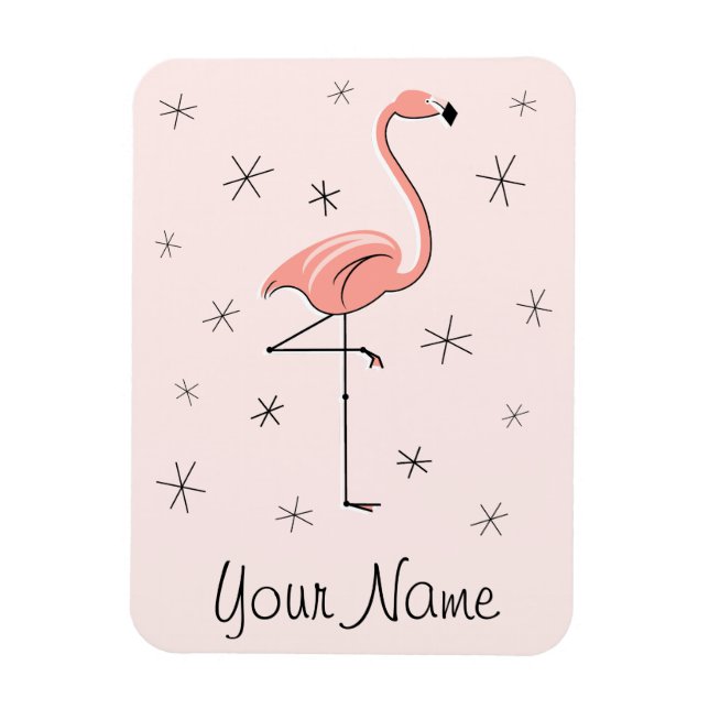 Flamingo Rosa Namn magnet flexibel (Vertikal)