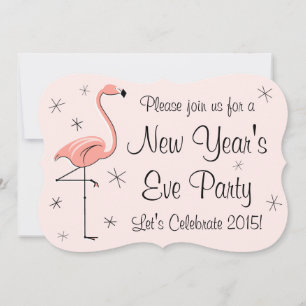 Flamingo Rosa 'New Year Party'-inbjudningsklass Inbjudningar