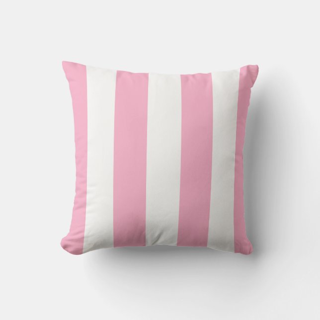 Flamingo Rosa och White Rand Lumbar Pillow Kudde (Framsida)