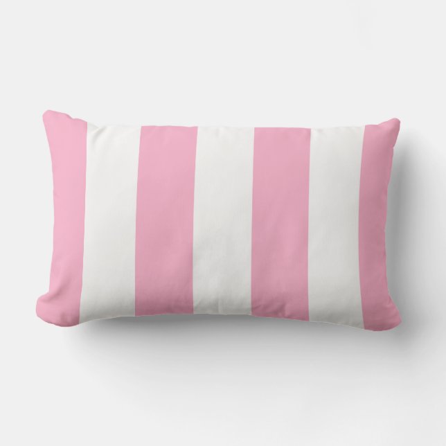 Flamingo Rosa och White Rand Lumbar Pillow Lumbarkudde (Framsida)
