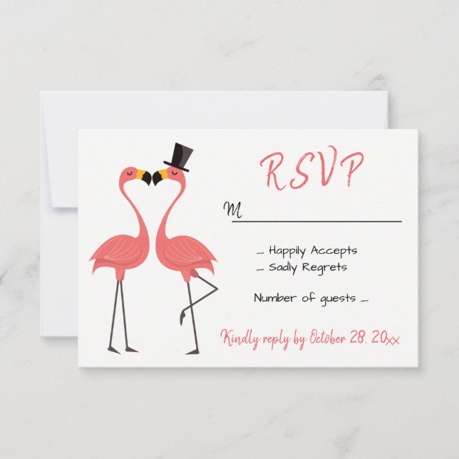 Flamingo Rosa OSA Bröllop Tropical Party Beach Kort (Framsida)