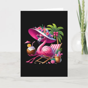 Flamingo Rosa Palmtre Tropisk Strand Sommarledighe Kort