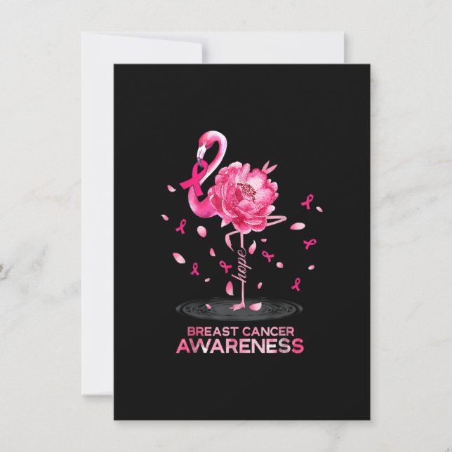 Flamingo Rosa Ribbon Breast Cancer Awareness Inbjudningar (Framsida)