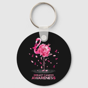 Flamingo Rosa Ribbon Breast Cancer Awareness Nyckelring