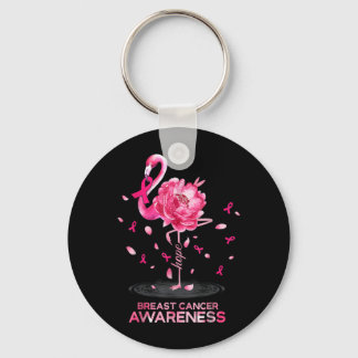 Flamingo Rosa Ribbon Breast Cancer Awareness Nyckelring