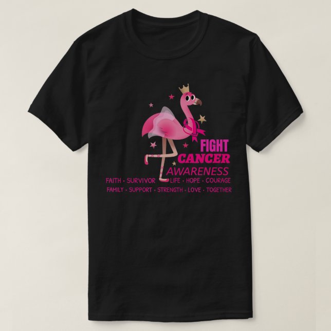 Flamingo Rosa Ribbon Breast Cancer Awareness Suppo T Shirt (Design framsida)