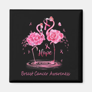 Flamingo Rosa Ribbon Butterflies Breast Cancer Awa Magnet