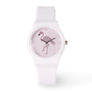 Flamingo Rosa ros Flamingos Clock Armbandsur
