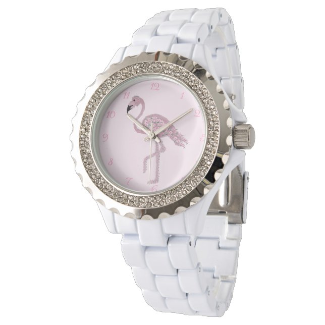 Flamingo Rosa ros Flamingos Clock Armbandsur (Vinklad)