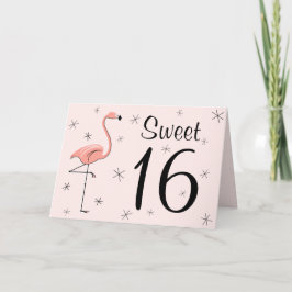 Flamingo Rosa Sweet 16 Grattis på födelsedagen kor Tack Kort