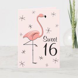Flamingo Rosa Sweet 16 hälsning card lodrät Kort