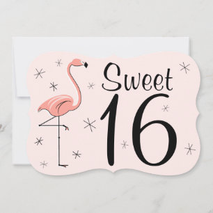 Flamingo Rosa 'Sweet 16' inbjudningsklass Inbjudningar