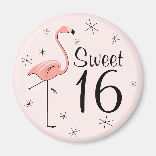 Flamingo Rosa Sweet 16 magnet (Framsidan)