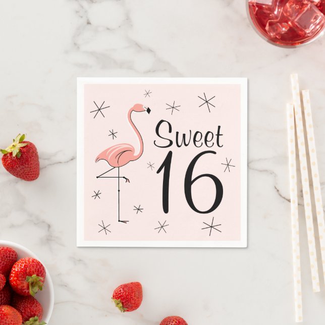 Flamingo Rosa Sweet 16 pappra blöjor Pappersservett (Insitu)