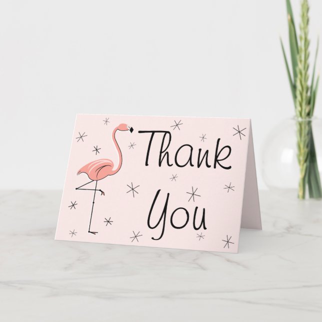 Flamingo Rosa Tack hälsning-kort Kort (Framsida)