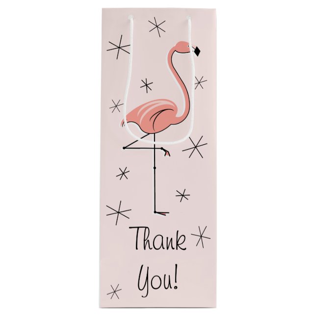 Flamingo Rosa 'Tack!' presentsäck flaska! (Framsidan)