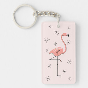 Flamingo Rosa 'Text' bakåtakryl rektangel