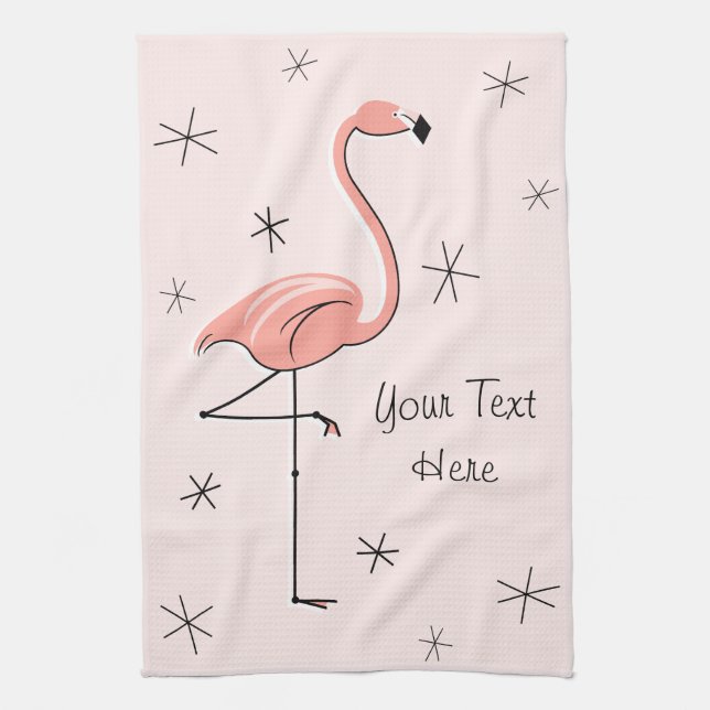 Flamingo Rosa Text kökshandduk (Vertikal)