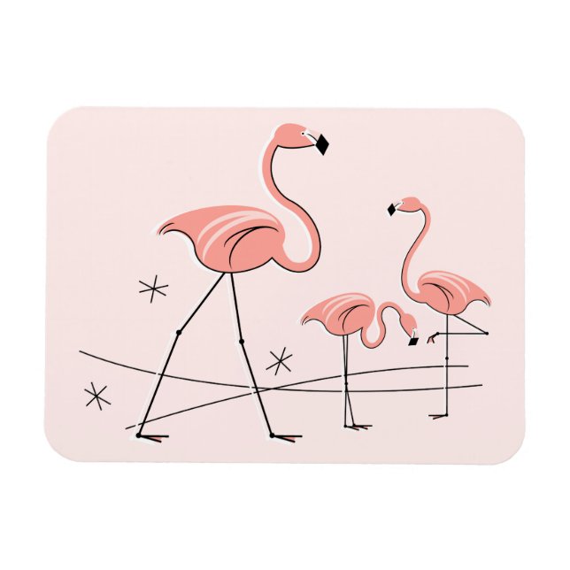 Flamingo Rosa Trio 2-magnet, flexibel Magnet (Horisontell)